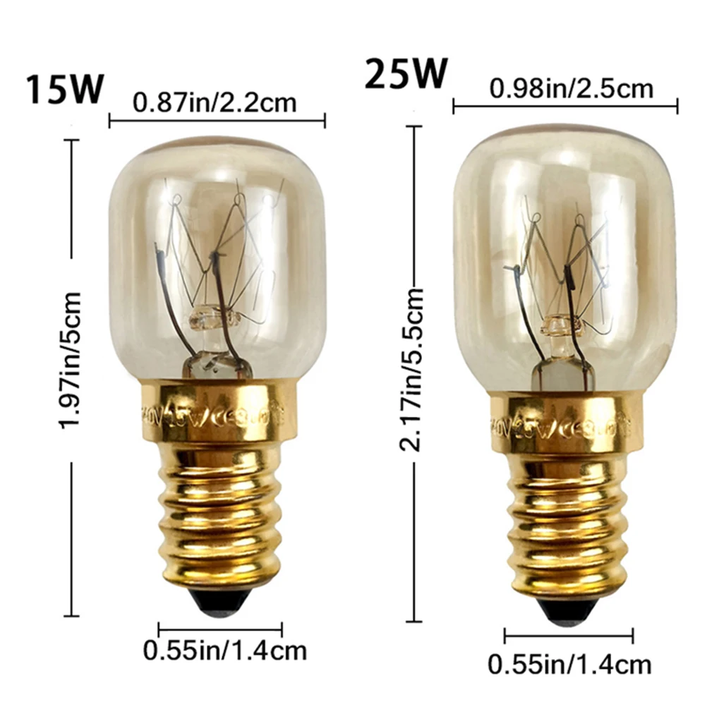 High-Temperature Resistant Microwave Oven Light Bulbs - 2 Pack, 220V, E14 Base, 300℃ Rated, 15W/25W Options