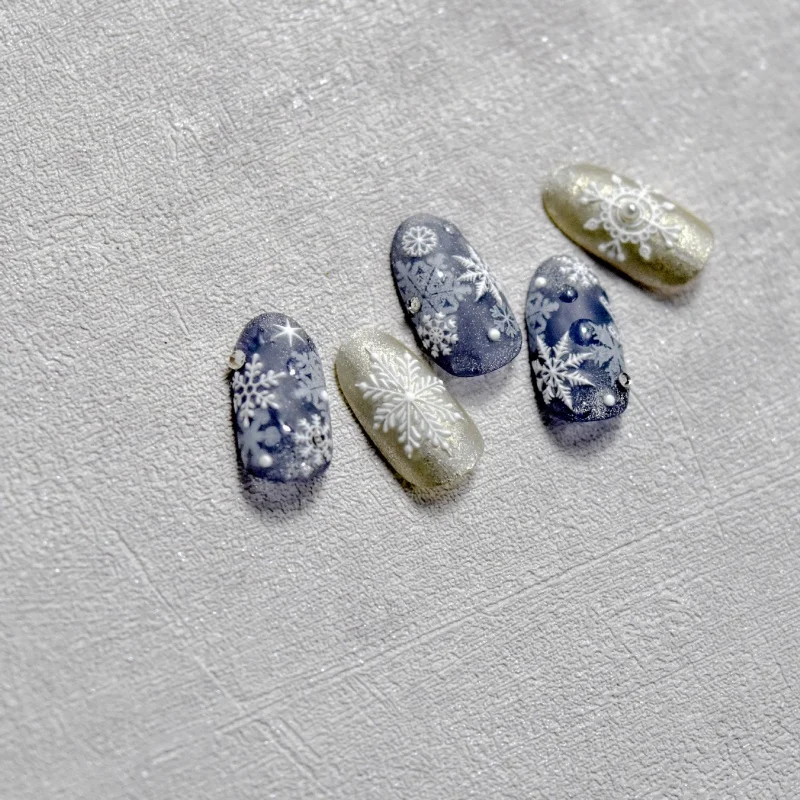 

[Meow.Sensei] Relief Nail Stickers Popular Japanese Ins Style Nail Stickers Snowflake Nail Ornament