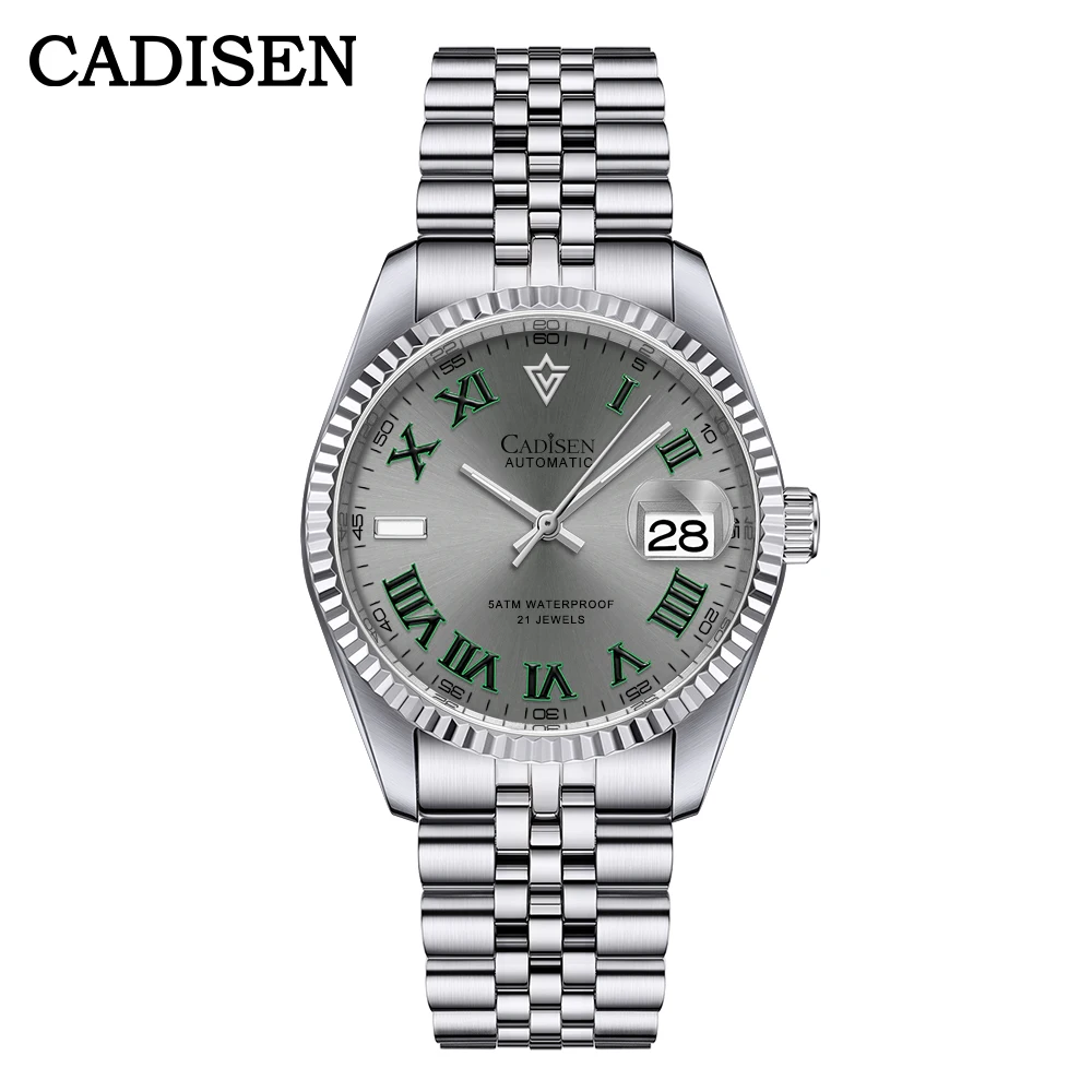 CADISEN 38MM Men's Automatic Mechanical Watch Luxury AR Sapphire Glass Water Resistant Stainless Steel MIYOTA 8215 Reloj Hombre
