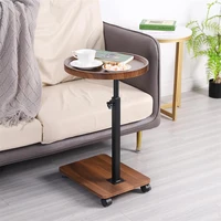 Table d'appoint Mobile pour petit espace, Table d'extrémité ronde roulante à hauteur réglable, bureau d'écriture debout Portable avec roulettes pour maison 3