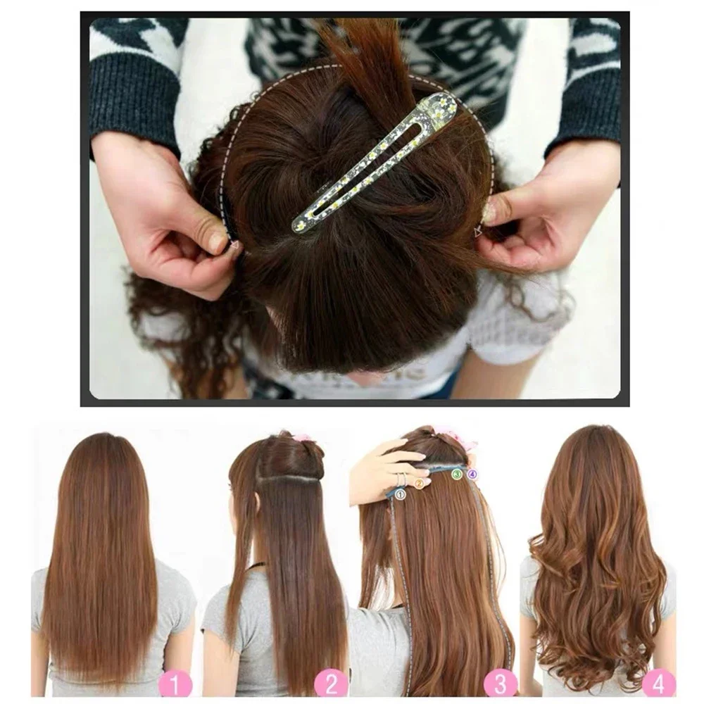 Extensions de cheveux synthétiques ondulées longues de 28 pouces blondes 613 à clipser, postiches synthétiques à clipser en une seule pièce pour femmes_voghion.com