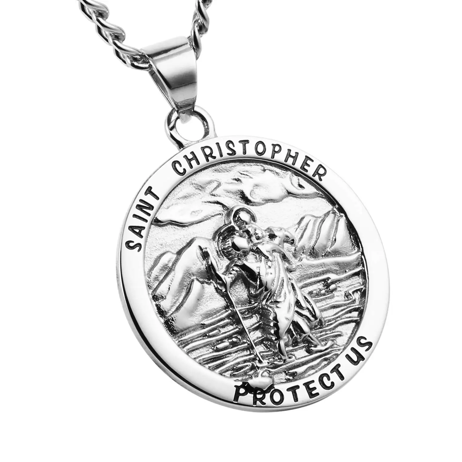 SunnyHouse Unisex Saint Christopher Protect Us Letter Print Holy Pendant  Necklace Amulet-Golden | M.catch.com.au