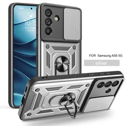 Armored Protective Phone Case with Magnetic Ring and Camera Guard - Galaxy A51 5G (Silver)