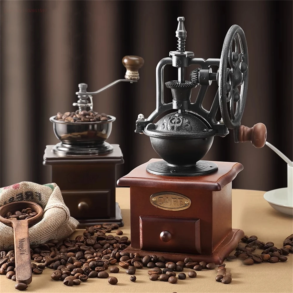 

Cast Iron Retro Manual Coffee Grinder Handmade Coffee Beans legume Spices Mill Making Tool Portable Kitchen Accessories