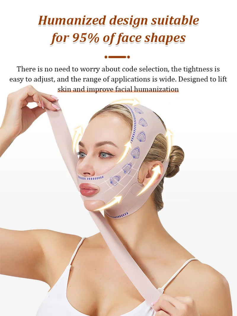 Elastic V Shaped Mask Strap Double Press Face Sculpting Mask Double-Chin Reducer Face Slimming Bandage Jawline Lift Devices