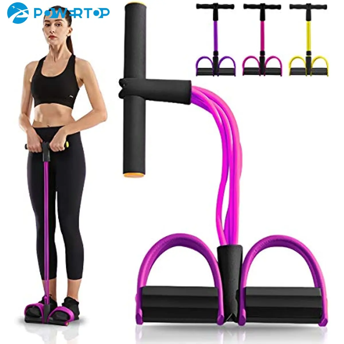cordas de puxar elásticas resistentes remador exercitador, faixa de resistência de barriga, para casa ginásio, equipamento de fitness para treinamento esportivo