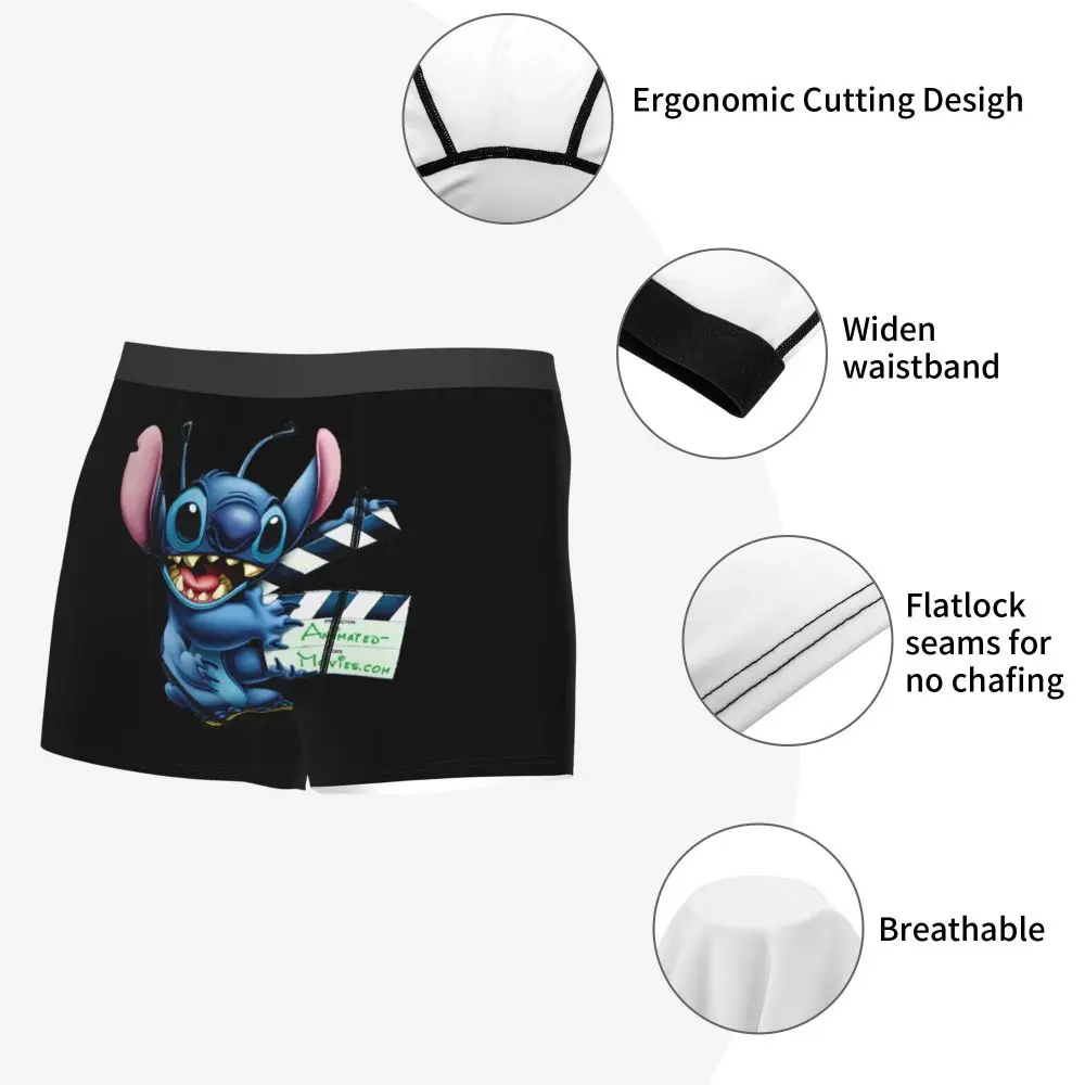Custom Stitch Lion Cute Boxers Shorts Men's Disney Movie Briefs Underwear Fashion Underpants