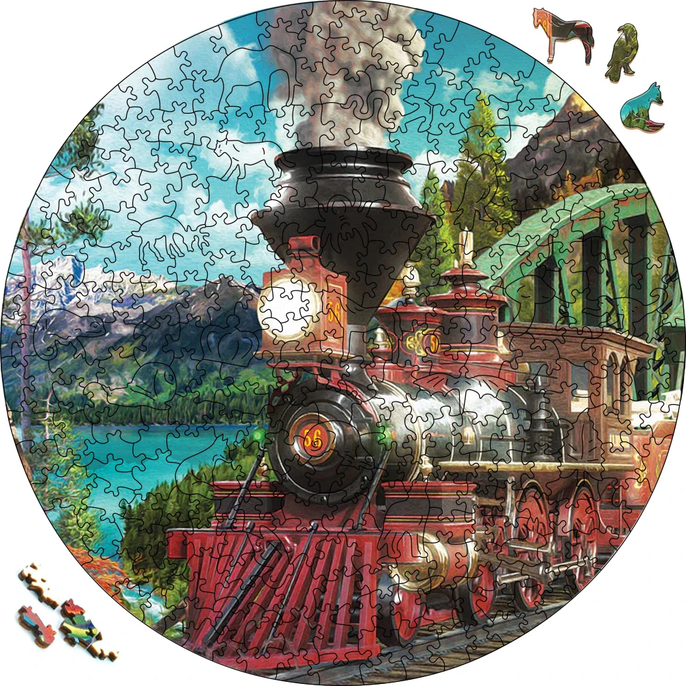 3D Puzzles Wooden Steam Trains Jigsaw Puzzle For Festiva Gifts Wood Puzzles Board Game Wood Car Puzzle Toys For Kids 3d wooden jigsaw puzzles animal shape card adults kid toys gifts family puzzle home deco a3 a4 a5 wood jigsaw puzzles game