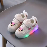Disney Mickey Mouse Spring Autumn and Winter Children's Lighting Casual Shoes pu Girls and Boys LED Sneakers Board shoes 2