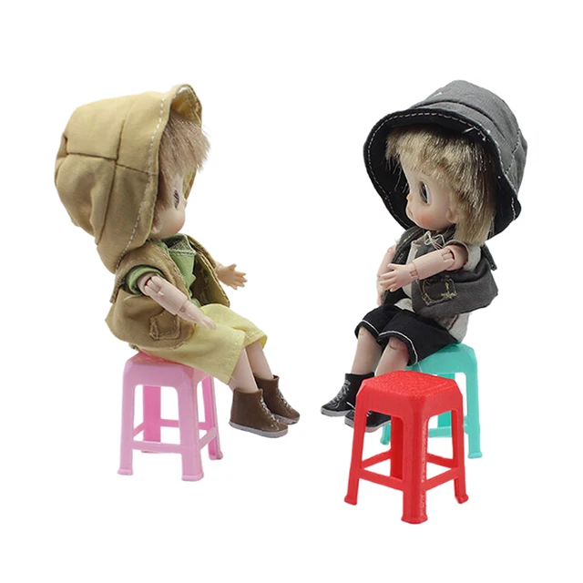 1PC Living Room Toy 1:12 Mini Dollhouse Simulation Plastic Stool Small Chair Model Doll House Furniture Accessories Decoration 3