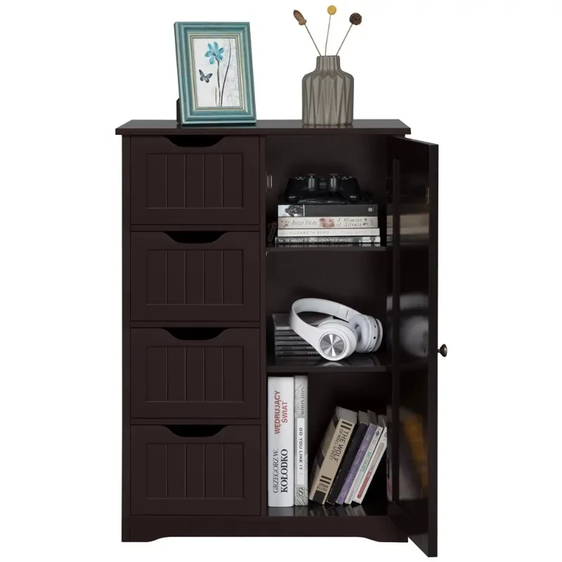 

Alden Design Wooden Bathroom Storage Cabinet with 4 Drawers & Cupboard,( Espresso/Gray/White)optional