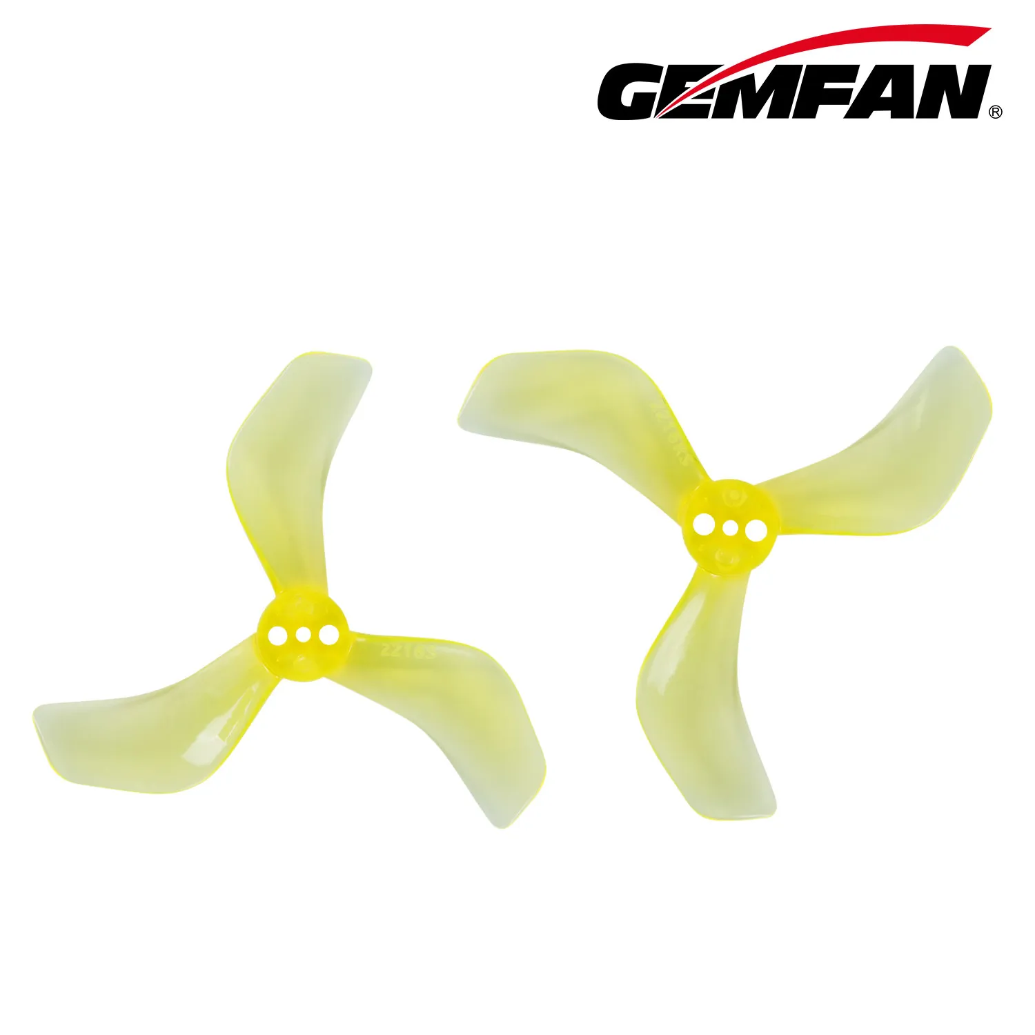 Hélices GEMFAN 2216S 3 pales PC 1.6 pouces, vue de profil sur fond blanc