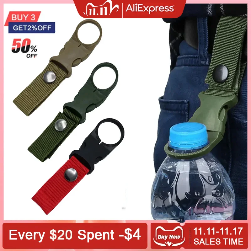 

Waterbottle Buckle Hook Nylon Webbing Buckle Hook Climb Carabiner Belt Backpack Hanger Outdoor Camp Water Bottle Holder Clip