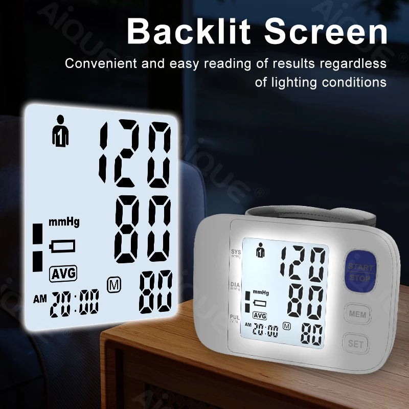 Automatic Digital Wrist Blood Pressure Monitor LCD Sphygmomanometer Tonometer Tensiometer Heart Rate Pulse Meter BP Voice blood pressure monitor blood pressure meter