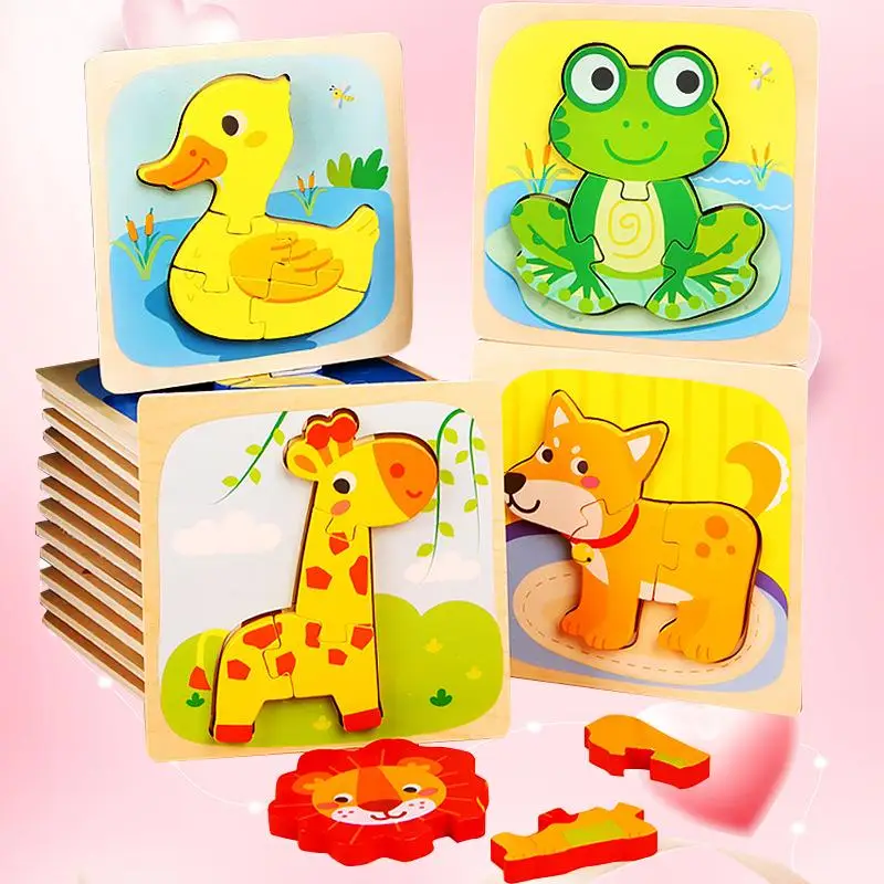 Hot Selling Wooden Children's Cartoon Three-Dimensional Puzzle - The Perfect Educational Toy for Kids to Enhance Creativity and