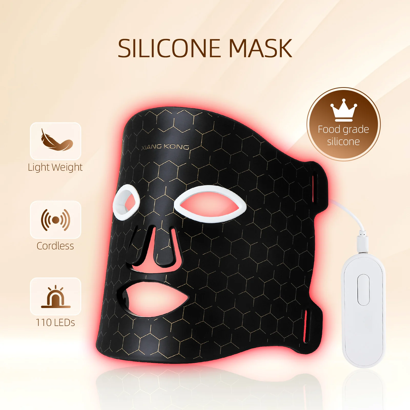 7 Colors LED Face Silicone Mask Flexible Facial Beauty LED Mask Photon Light Therapy Anti-Acne Skin Care Wireless Use 1200mA