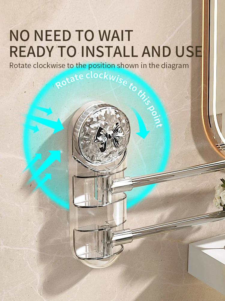 Suction Cup Towel Rack Non Punching Rotating Multi Pole Storage Rack Bathroom Toilet Towel Rod with towel rack