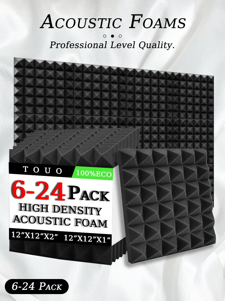 Description Picture 2 of itemTOUO Pyramid Acoustic Foam 6-24 Pcs Soundproof Treatment High-Density Sound Absorbing Material Home Studio Acoustic Treatment