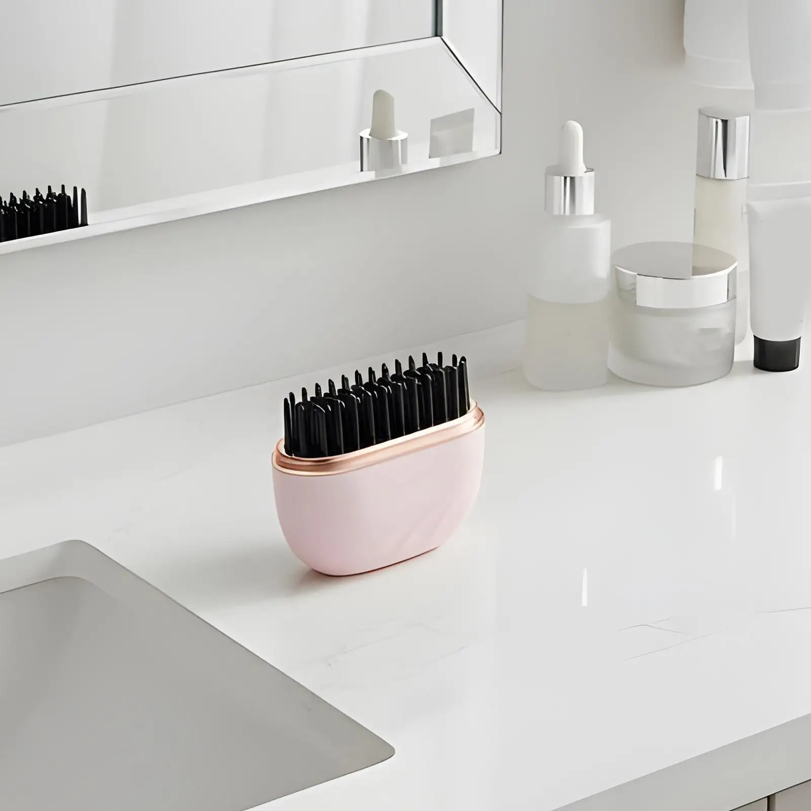 Straightener Brush 3-Level Rechargeable Portable Anti-Scald Straightener Comb Home Salon Straightening Brush for Vacation