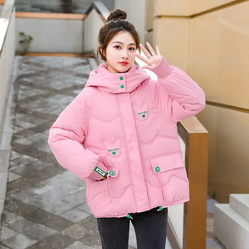 2023 New Women Down Jacket Winter Coat Female Short Parkas Loose Thick Warm Outwear Hooded Leisure Time Versatile Overcoat