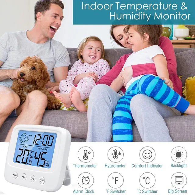 1pc New LCD Digital Temperature Baby Room Humidity Meter Backlight Home Indoor Electronic Hygrometer Thermometer Weather Station 4