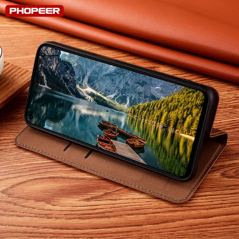 Luxury Retro Genuine Leather Flip Case with Kickstand - Premium Phone Cover