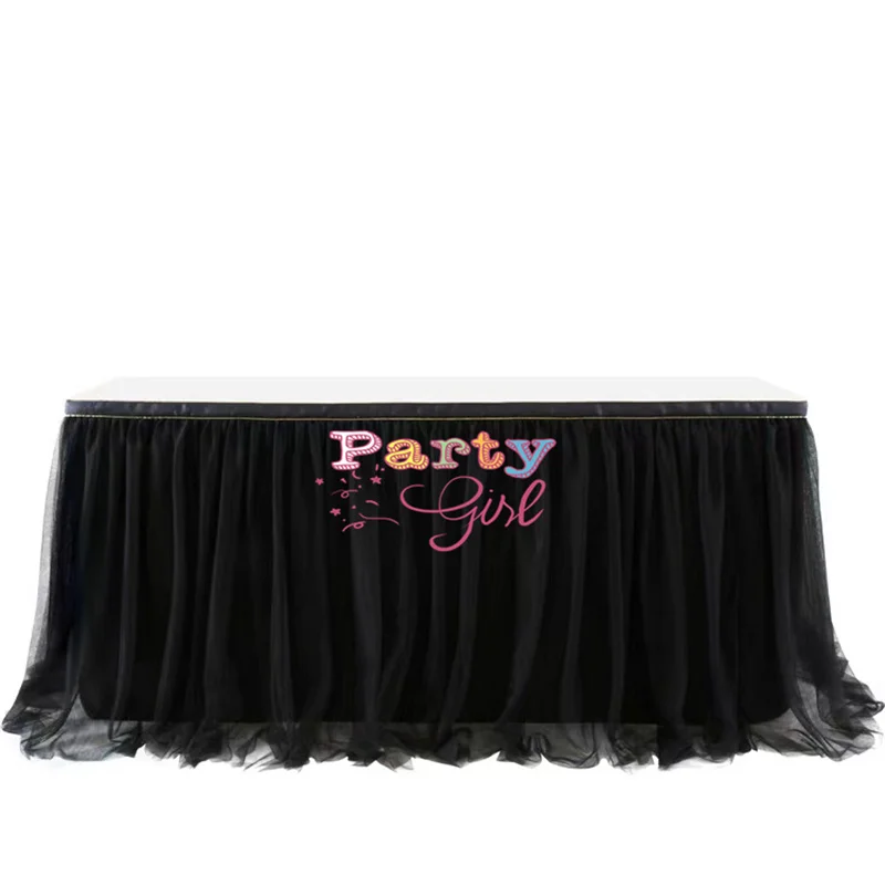 

Black Color Tulle Table Skirt Tablecloth Skirting For Event Party Wedding Backdrop Hotel Christmas Decoration