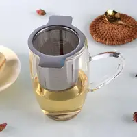 1pc Mesh Tea Infuser Reusable 304 Stainless Steel Tea Leak With Cover Filter Grid Binaural Tea Leak Coffee Mesh Filter Teaware 2