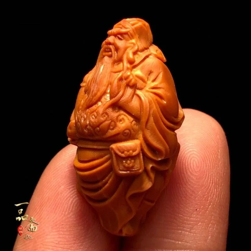 

God of Wealth Pendant Large Olive Kernel Single Seed Nuclear Carving Single Carving Handle Accessories God of Wealth Pendant