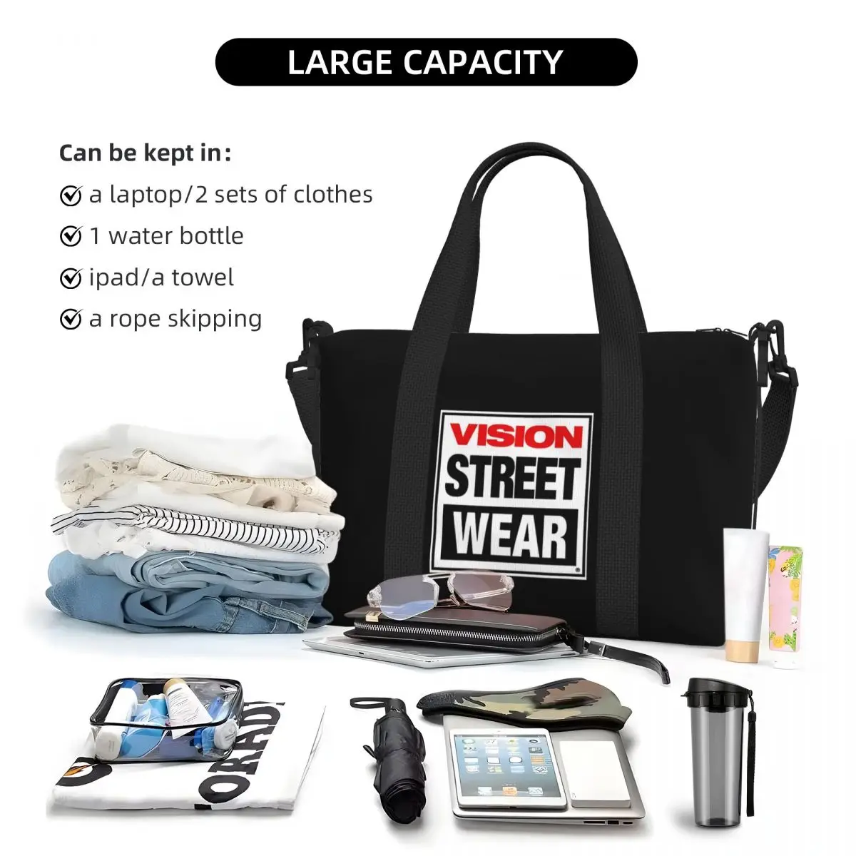 Cool Vision Street Wear Beach Tote Bag for Women Extra Large Gym Carry On Travel Shopping Bags