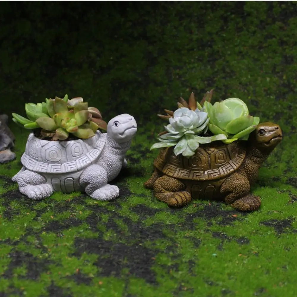 

Resin Turtle Planter Pot Thickened Cute Animal Flower Pot Cartoon Realistic Succulent Pots Holder Indoor Home Decoration