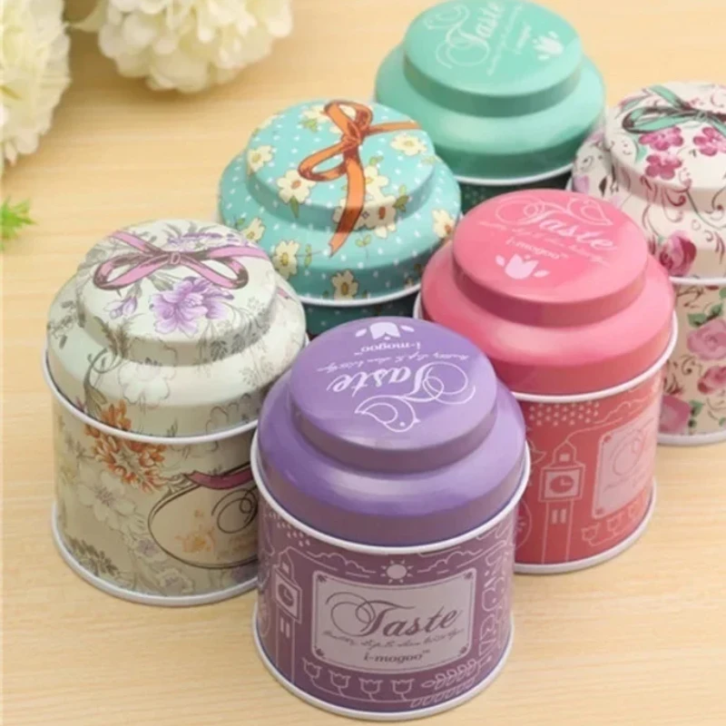 Tea Tin Box Vintage Palace Iron Storage Can Candy Cosmetics Storage Box Metal Can Tea Coffee Sugar Jars Gift Organizer