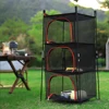 Camping Storage Drying Net 3 Layer Outdoor Hanging Mesh Drying Rack Net Basket with Poles for Cookware Tableware Plates Fruit 1