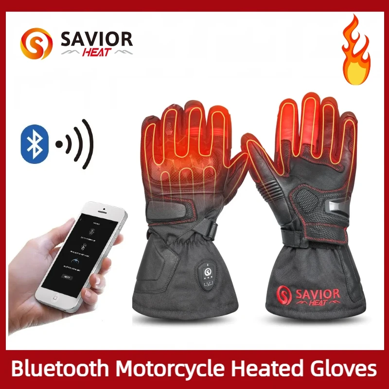 SAVIOR HEAT Bluetooth Motorcycle Gloves with Rechargeable Battery
