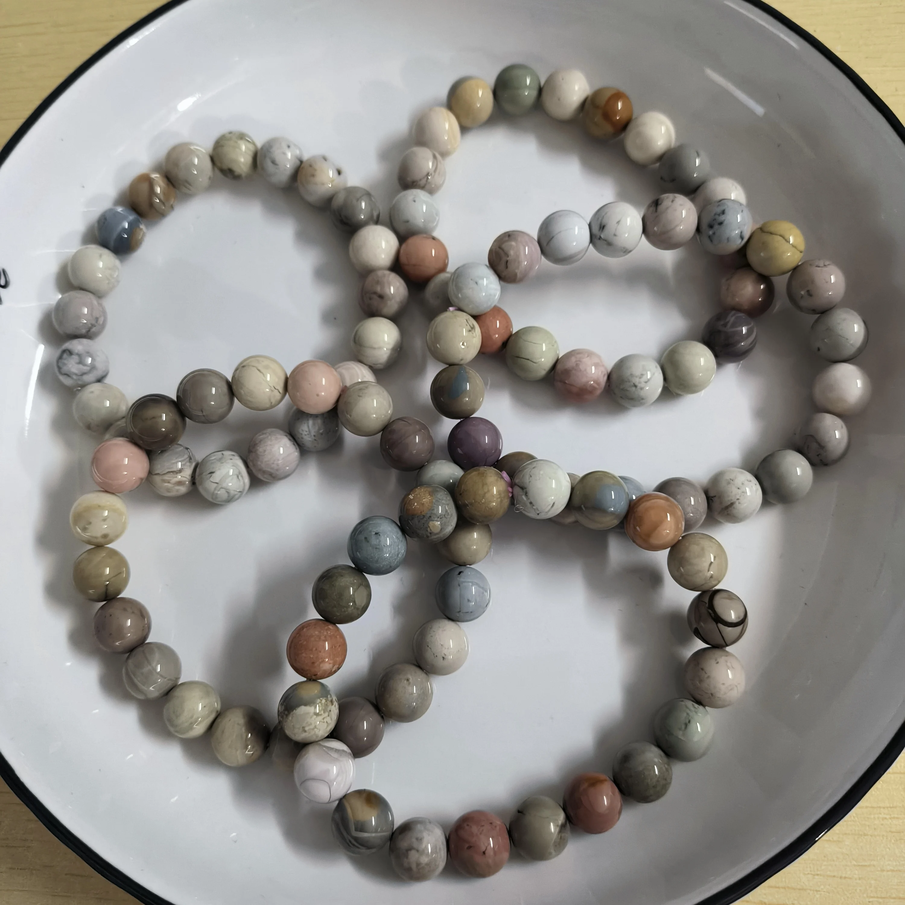 8-9MM  Natural Alashan jade Bracelet Genuine Round Beads  Woman Man Gemstone Jewelry Bracelets on hand