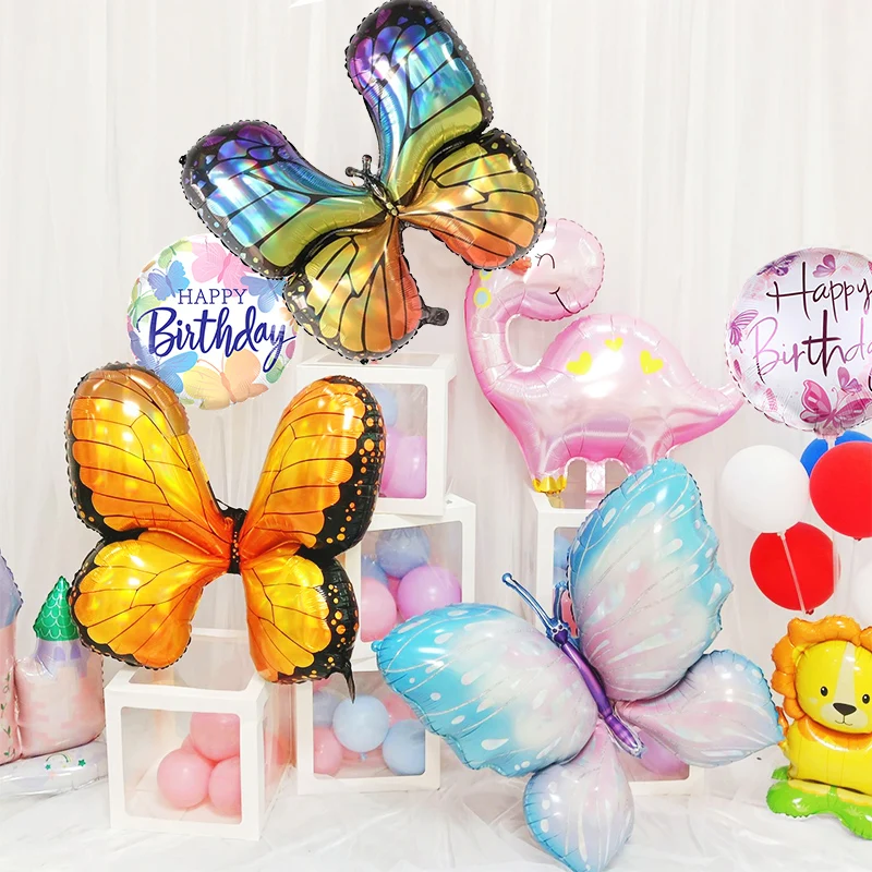 Vibrant Butterfly & Flower Helium Foil Balloons for Celebrations and Decor