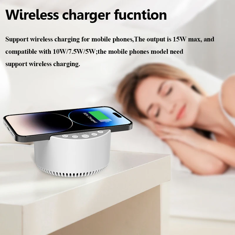 Mini Portable White Noise Bluetooth Speaker Sleep Aid Bluetooth Soundbar 15W Wireless Charging Music Box Support Timed Shutdown
