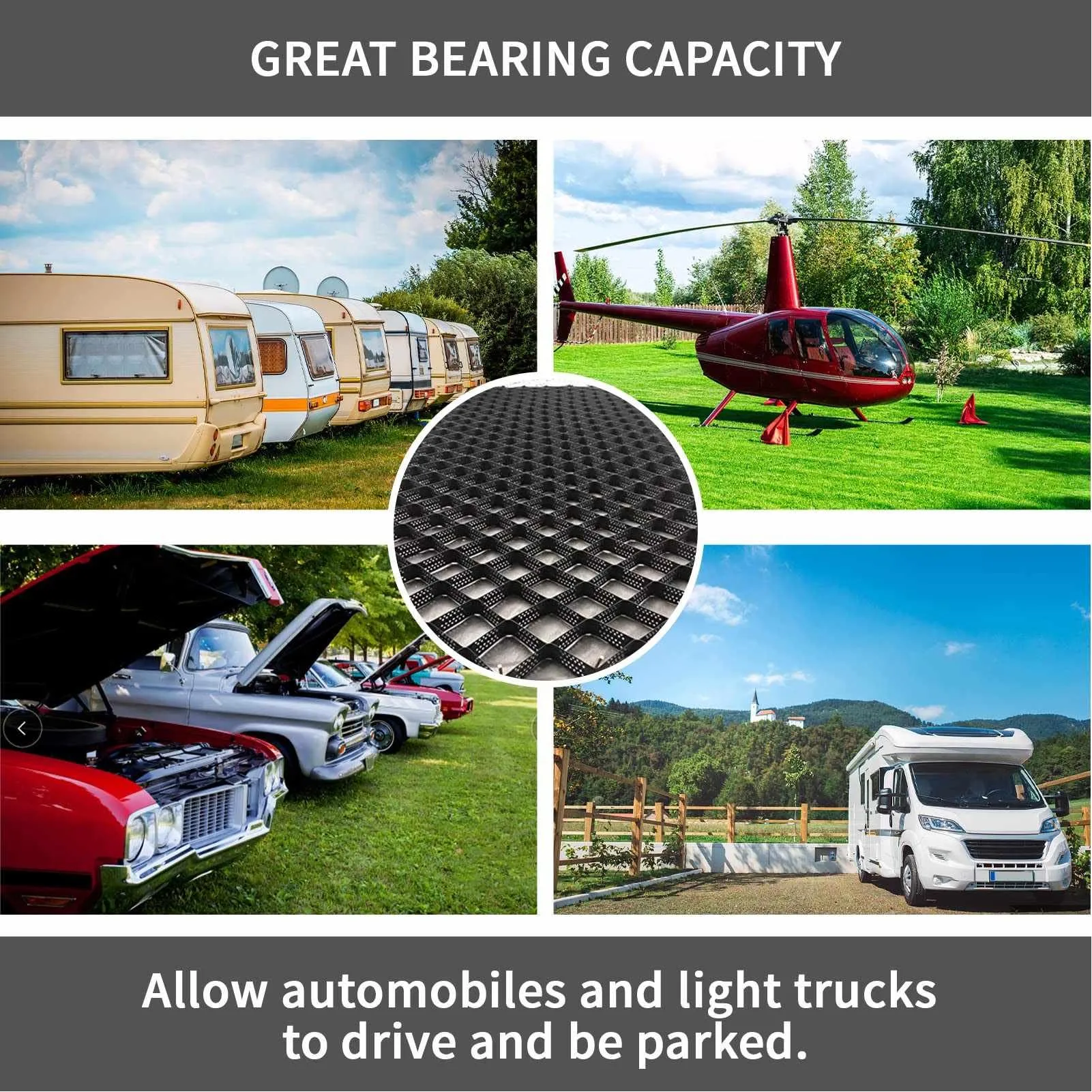 9x17 FT Gravel Ground Grid HDPE Foldable Geocell Stabilization Grid for Garden Driveway Parking Lot Ground Stabilization