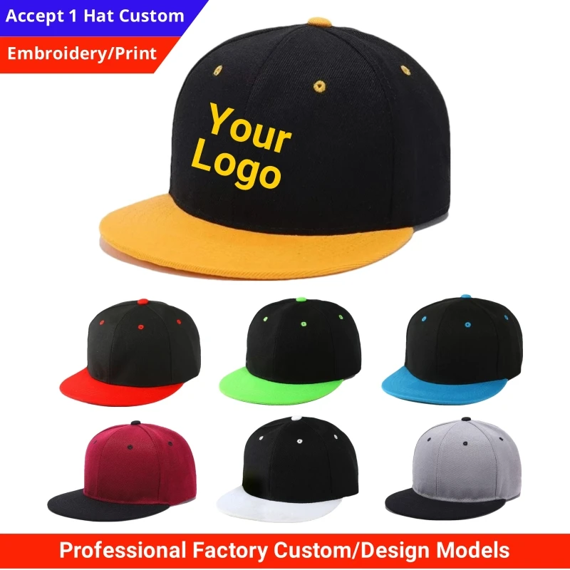 Custom Logo Snapback Cap Team Embroidery 34 Colors Baseball Caps Personalized Hat Sorority Fitted Hip Hop Hats For Men Women Hat