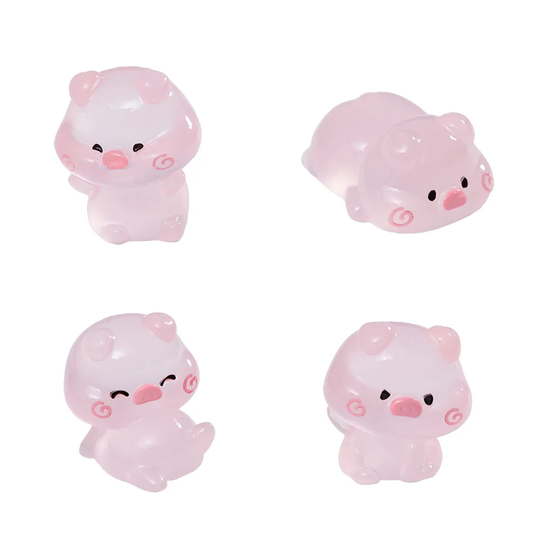 50/20PCS Mini Pink Pig Glow At Night Kawaii Home Decor Luminous Cute Piggy Miniature Figurines Desk Decoration DIY Accessories 6