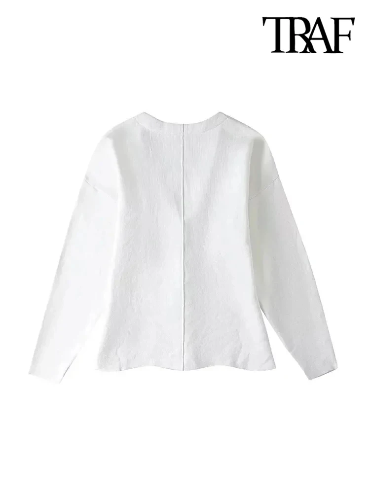 TRAF-Women's Front Hook Fitted Knit Cardigan Sweater, V Neck, Long Sleeves, Side Split Hem, Female Outerwear, Chic Tops, Fashion 3