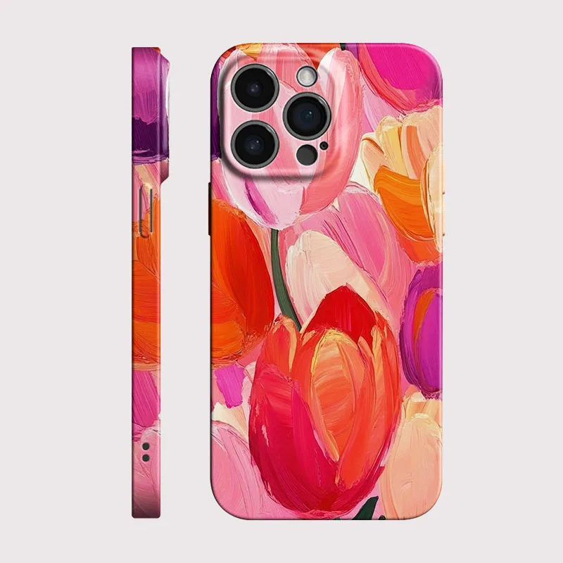 Oil Painting Tulip Flower Shockproof Hard Phone Case