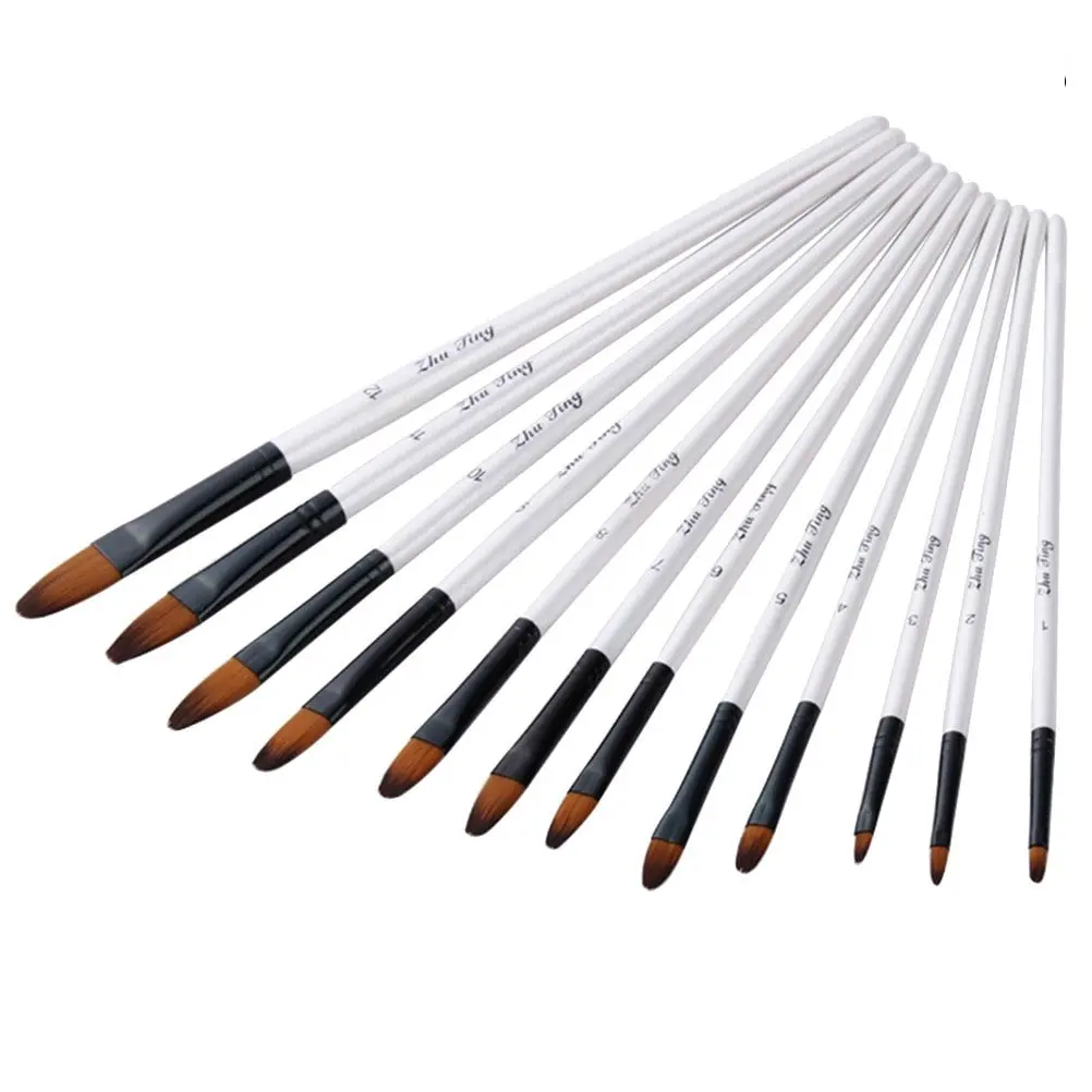 12Pcs 아트 브러쉬 세트 초보자를 위한 휴대용 페인팅 브러쉬 전문가 미니어처 디테일링 야생 동물 식물 공예 락