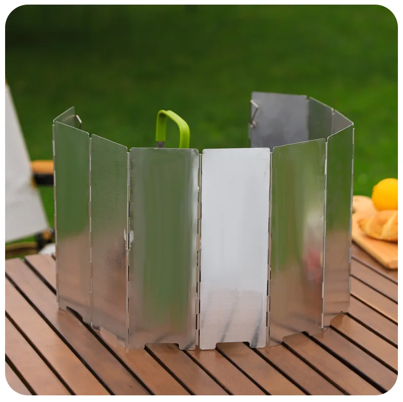 Camping Portable 10 Plates Stove Wind Shield Folding Outdoor Picnic BBQ Gas Burner Windproof Screen Guard Cookware Supplies