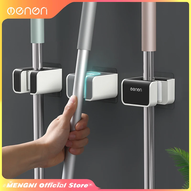 Mengni-Supporto Per Scopa A Parete Ganci Multiuso Adesivi Appendiabiti Per Scopa Set Di Accessori Per Il Bagno Della Cucina