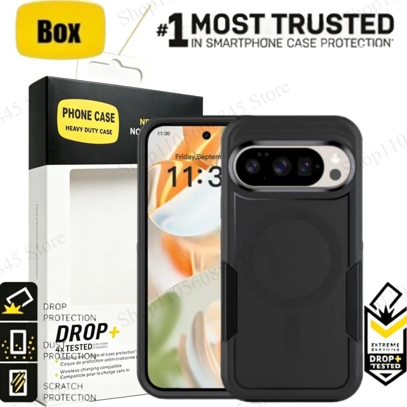 Rugged Shockproof Magnetic Case - Dual-Layer with Wireless Charging Compatibility