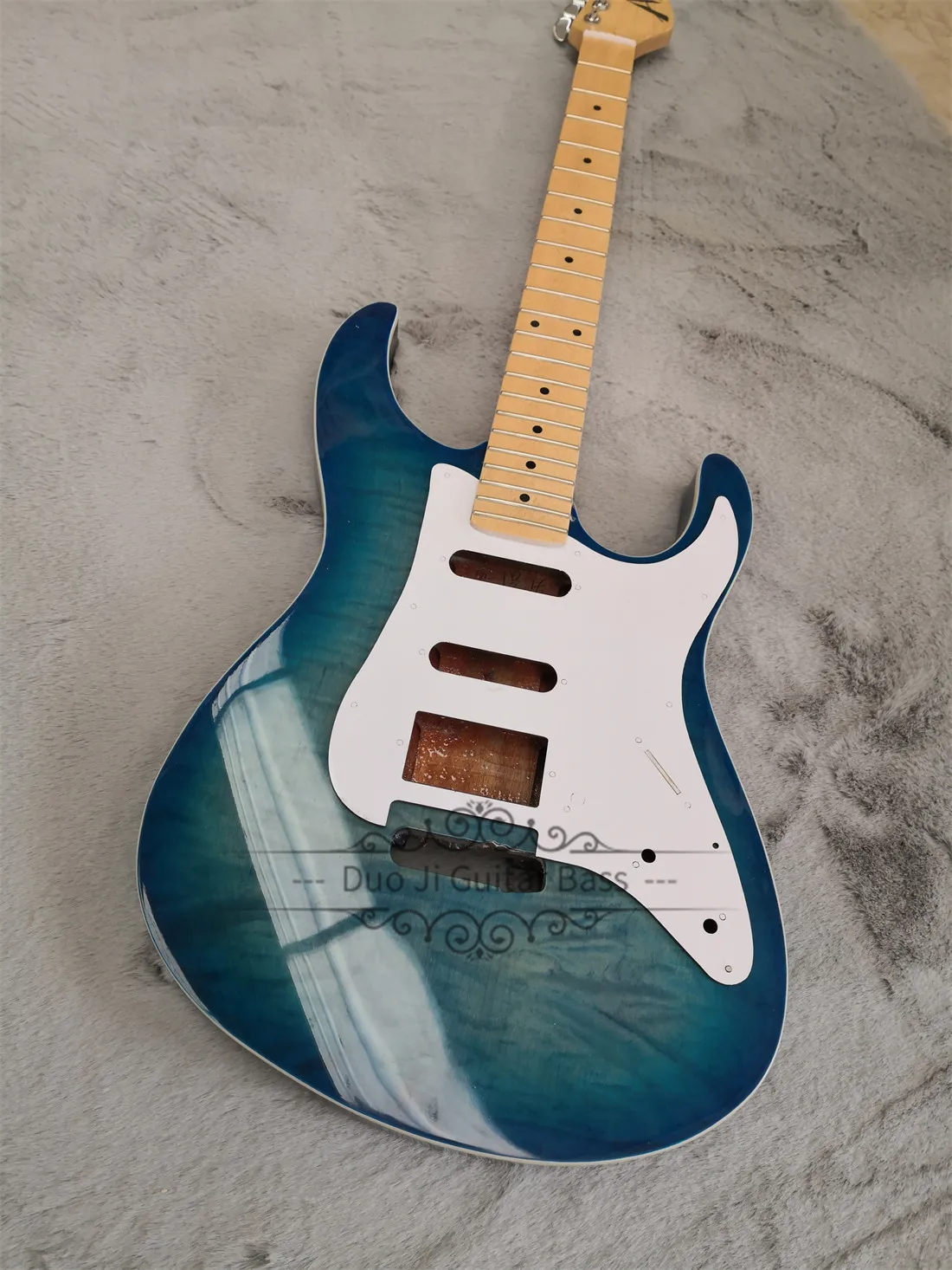 Blue Electric Guitar A Guitar Mahogany Body Squited Maple Top SSH
