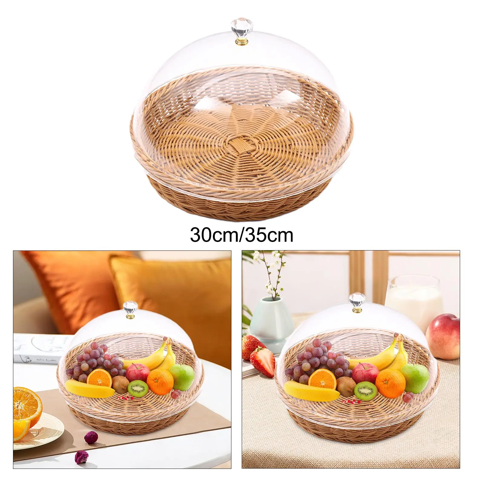 Cesta De Fruta Cuadrada De Bambú Con Tapa - 38x38x19 Cm, Malla Transpirable, Ideal Para Picnic O Mesa