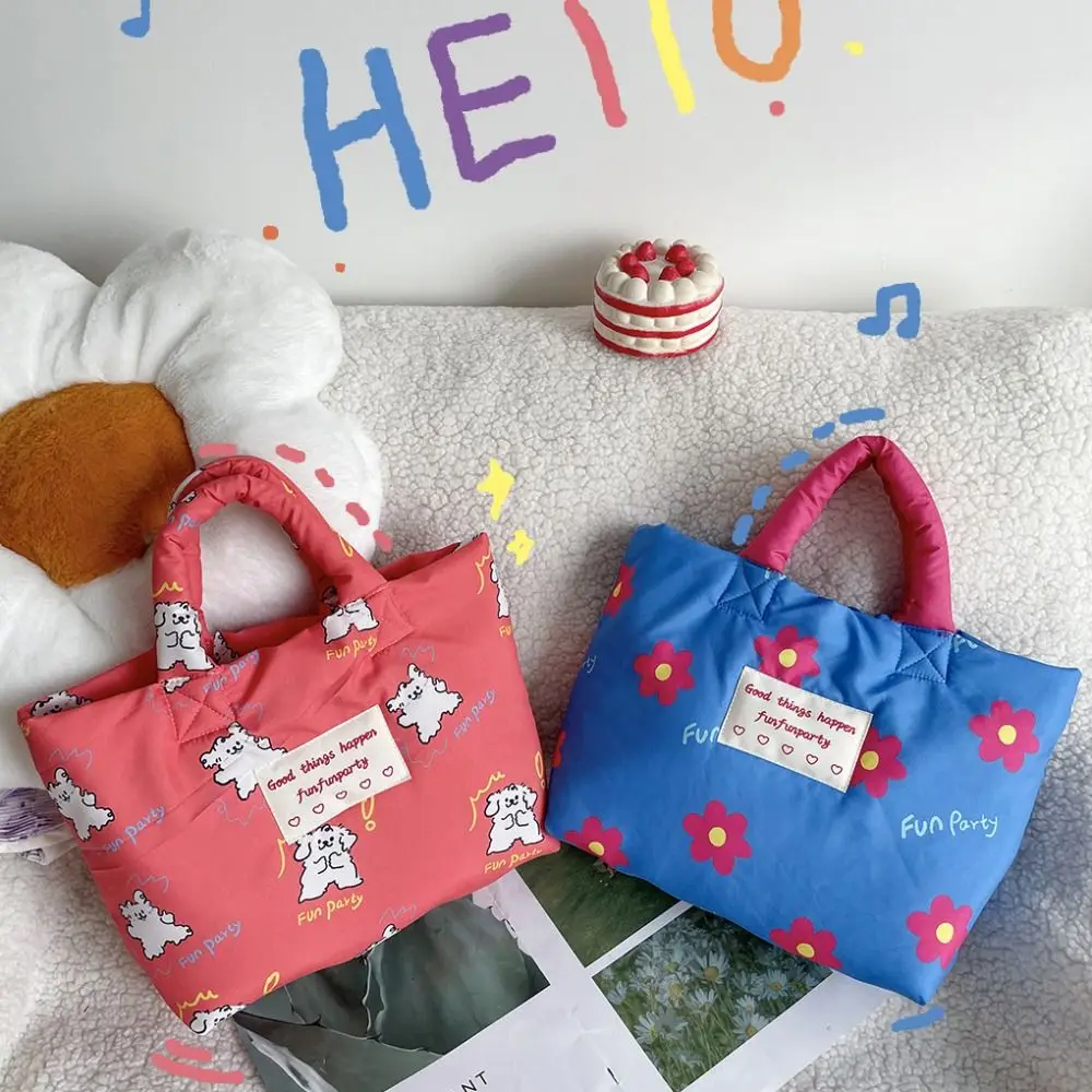 

Large Capacity Cotton Filled Shoulder Bag Fashion Cute Cotton Filling Tote Bag Dacron Shopping Bags Women