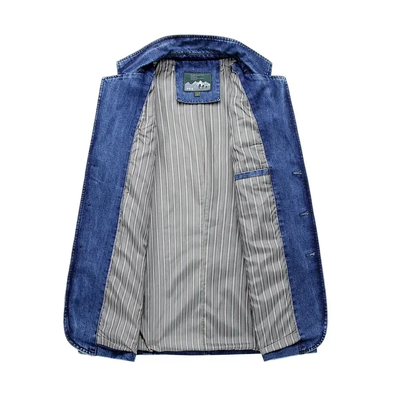High Quality Men's Denim Blazers Male Coat Oversized Spring Autumn Fashion Casual Blazer Men Clothing Outerwear Jacket 4xl ASZ01